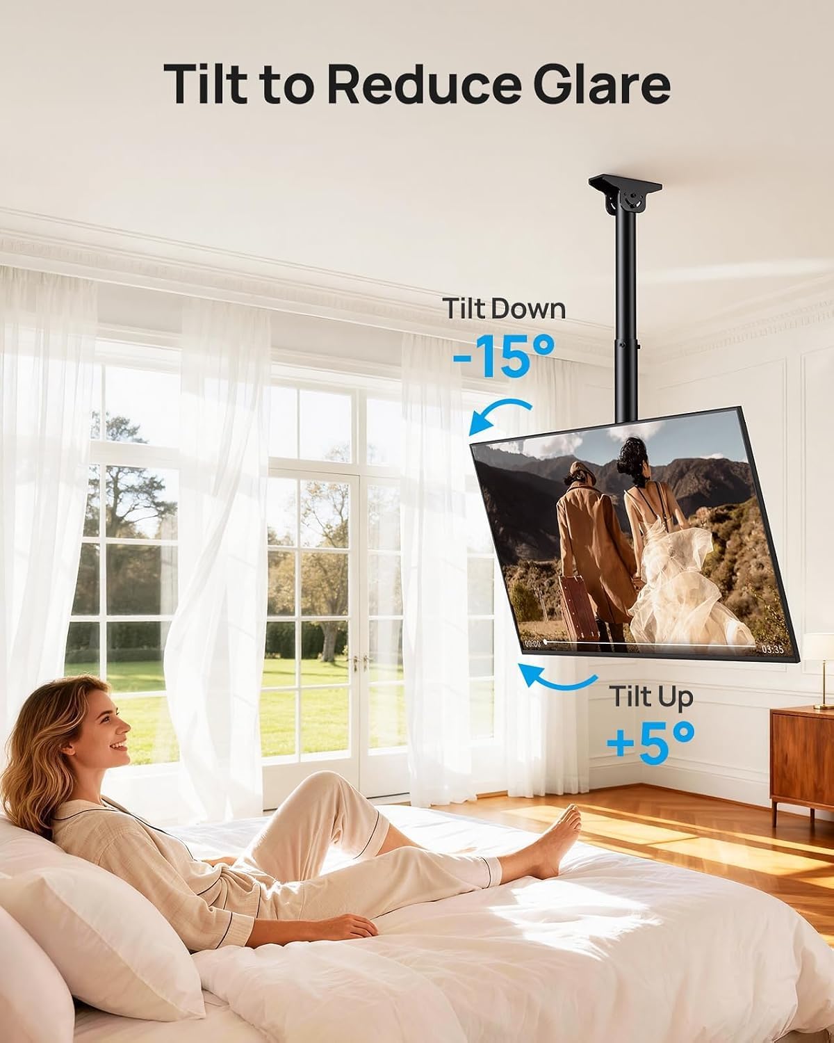 PERLESMITH Ceiling TV Mount for 37–75 inch TVs up to 110 lbs - Image 4