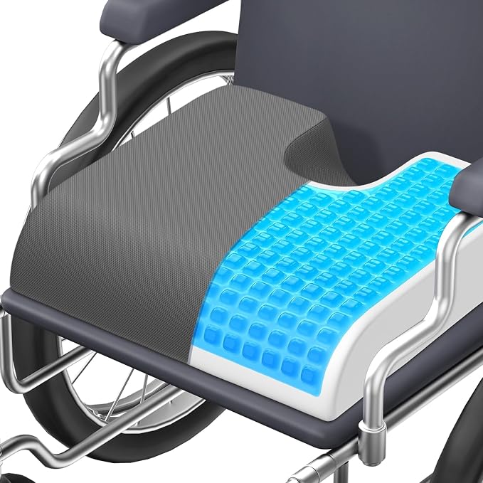 TranquilMoments Seat Cushion, Gel Wheelchair Seat Cushion, Grey | Wheelchair Seat Cushion Cooling Gel Memory Foam, Tailbone Pain Relief & Non - Slip Bottom Chair Cushion by Unknown