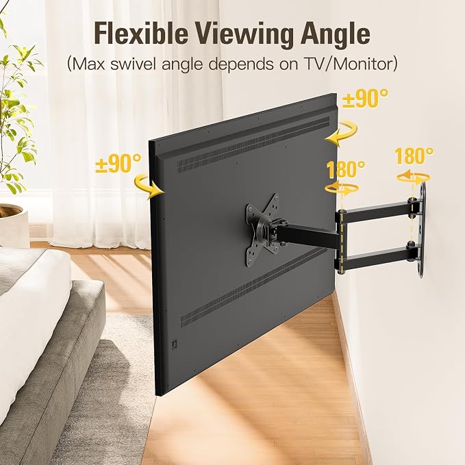 Mounting Dream UL Listed Full Motion Monitor Wall Mount TV Bracket for 10-26 Inch LED, LCD Flat Screen TVs and Monitors, TV Mount with Swivel Articulating Arm, Up to VESA 100x100mm and 33LBS MD2463 - Image 3