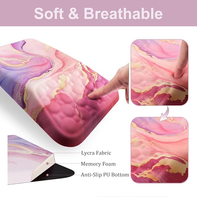 Ospelelf Ergonomic Mouse Pad and Keyboard Wrist Rest Support, Wrist Rest for Computer Keyboard, Office, Gaming, Pink - Image 2