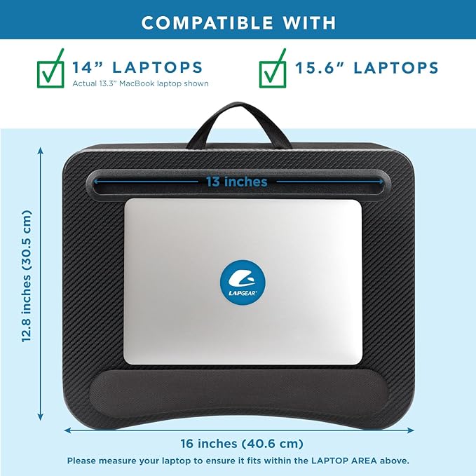 LAPGEAR Memory Foam Lap Desk - Black Carbon, Fits 15.6” Laptops - Image 3
