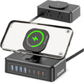 200W USB Charging Station, 11-in-1 USB C Power Strip Surge Protector, 2AC Outlets & 8USB Ports, 5ft Flat Plug Extension Cord with Multiple Devices, Desktop Charger for Home Office Desk Accessories by AcozvinPowerStrip