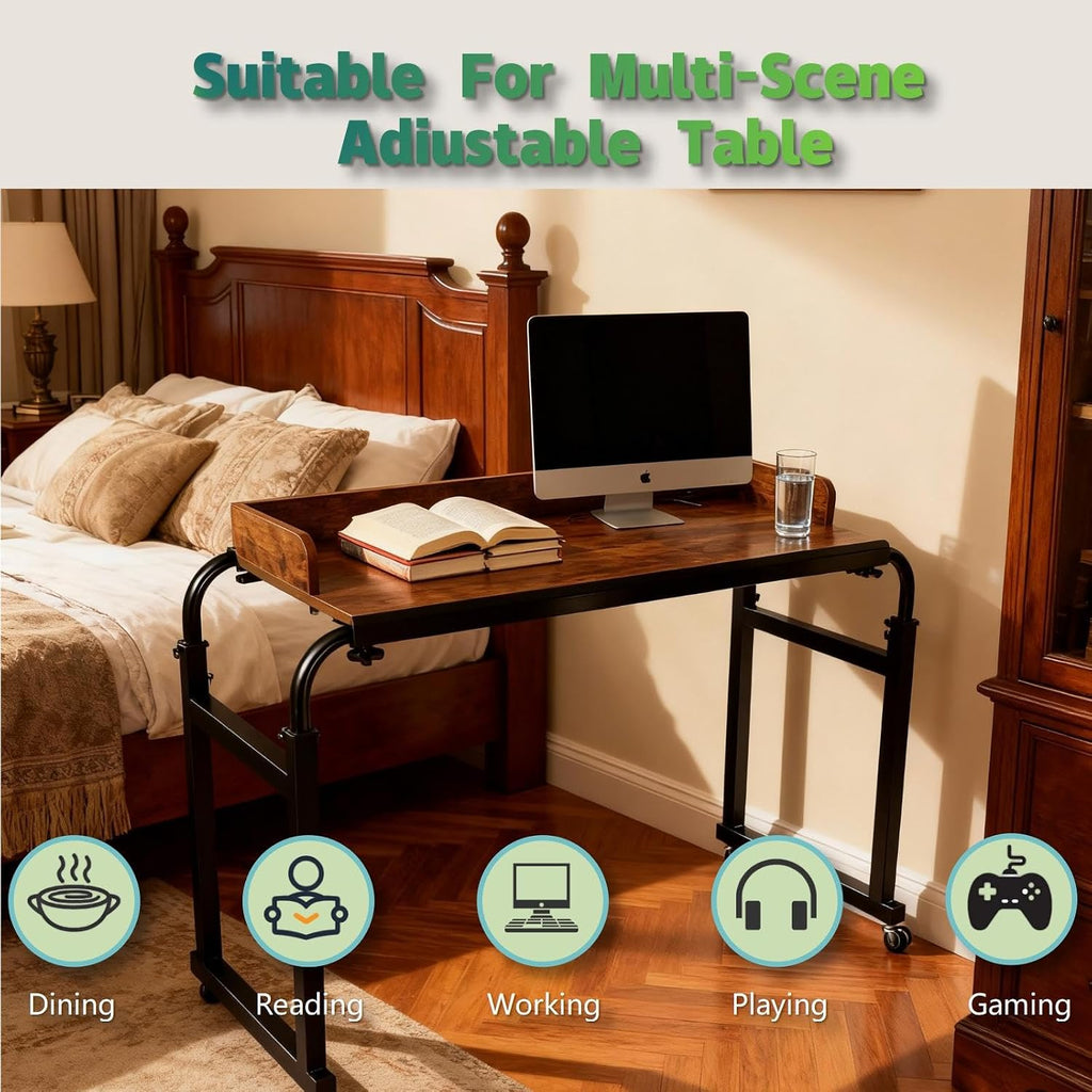 Overbed Table with Wheels and Desktop Enclosure (Brown) - Image 5