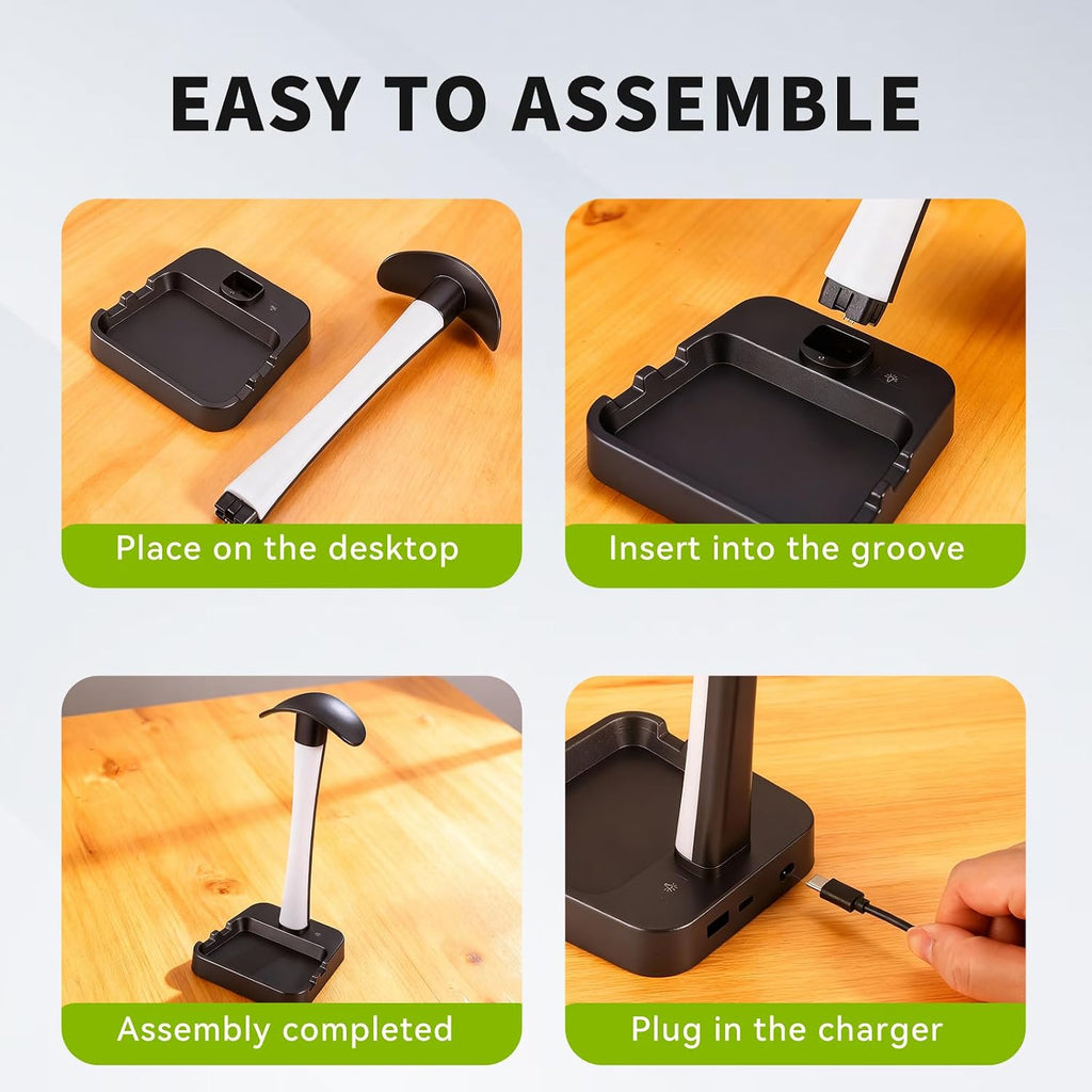 Headphone Stand with Charger,Gaming Headset stand with RGB Light Mode,For Airpod Max Stand,Desk Lamp,Phone Holder,Tablet Holder,desktop organizer,Gifts for Gamers & Music Lover(Black) - Image 7
