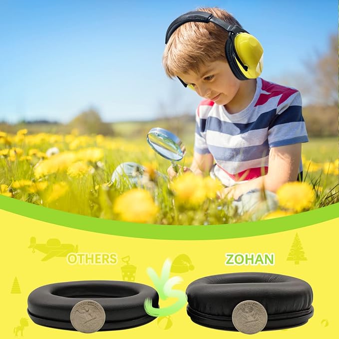 ZOHAN Kids Ear Protection 2 Pack, 25dB NRR Noise Cancelling Headphones for Kids, with Pillowy Pads, for Monster Truck, School, Autism, Sensory, Fireworks, Concerts, Events (Yellow+Green) - Image 3