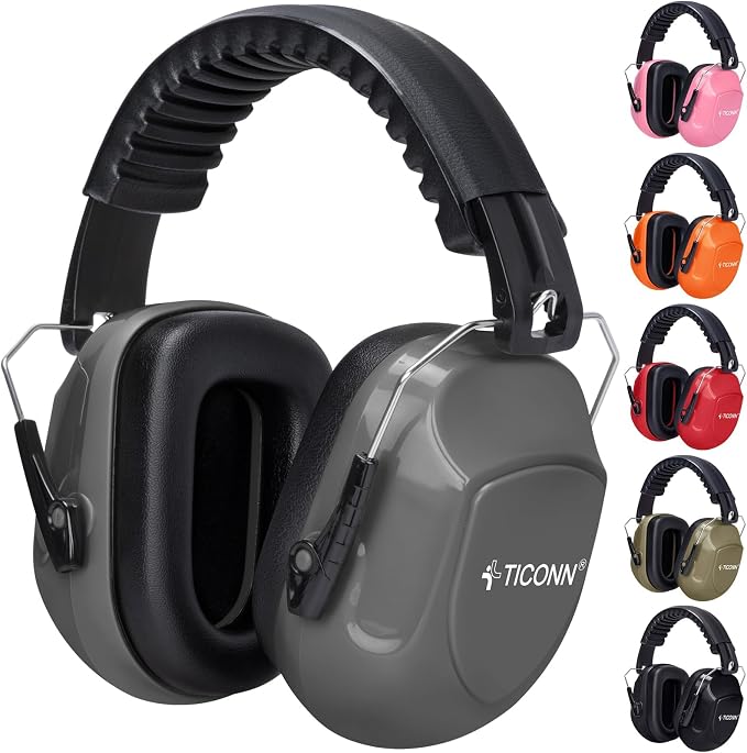 TICONN Noise Cancelling Ear Muffs for Adults, SNR 33dB Hearing Protection, Adjustable Safety Earmuffs for Construction by TICONN