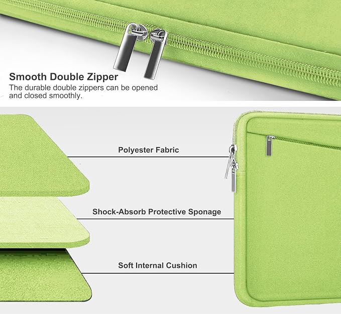Laptop Case 15.6 inch, Slim Computer Carrying Bag Protective Cover Briefcase with Front Pocket, Durable Laptop Cover for 15-16 Inch HP, Dell, Lenovo, Asus, Notebook, Light Green - Image 3