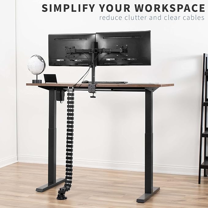VIVO Under Desk Vertebrae Cable Management Kit, Adjustable Quad Entry Flexible Cord Organizer for Home Office, Black, DESK-AC01C | Adjustable Quad Entry Flexible Cord Organizer for Home Office - Image 7