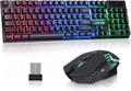 CHONCHOW USB Wireless Gaming Keyboard and Mouse Combo, RGB Backlit, 2.4GHz | LED Ergonomic Mechanical Feeling Keyboard, Rechargeable 2500mAh Battery, Anti-ghosting Keyboards 7D 3600DPI Mice for PC Gamer by CHONCHOW