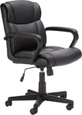 Amazon Basics Office Task Chair with Adjustable Height, 360° Swivel, Padded Armrests, Mid-Back, Rolling, 275 Pound Capacity, 24.2"D x 24"W x 34.8"H, Black Faux Leather by AmazonBasics