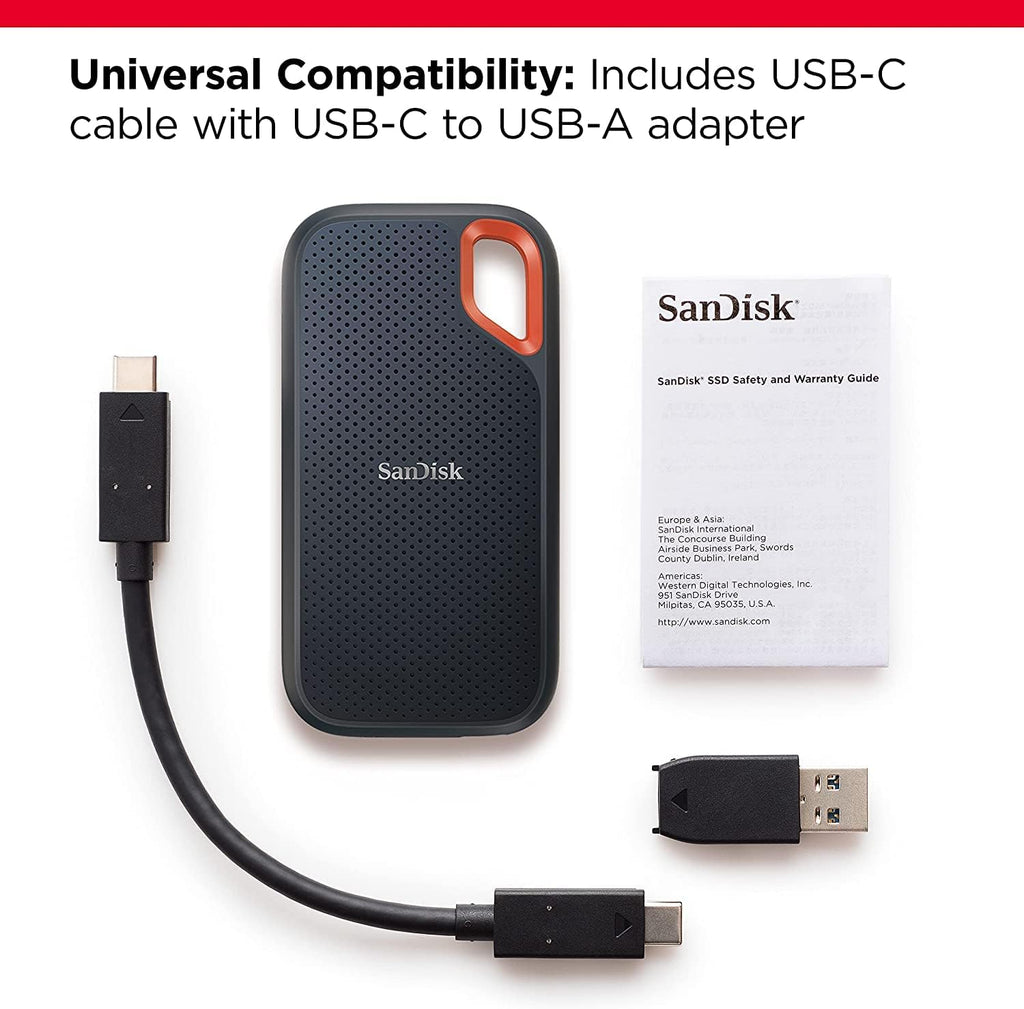 Sandisk 2TB Extreme Portable SSD, Up to 1050MB/s, USB-C, USB 3.2 Gen 2, IP65 Water and Dust Resistance, Updated Firmware, External Solid State Drive, SDSSDE61-2T00-G25 - Image 3
