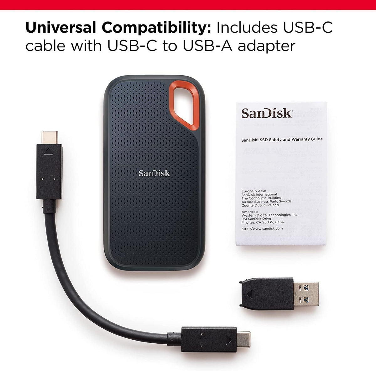 Sandisk 4TB Extreme Portable SSD, Up to 1050MB/s, USB-C, USB 3.2 Gen 2, IP65 Water and Dust Resistance, Updated Firmware, External Solid State Drive, SDSSDE61-4T00-G25 - Image 3