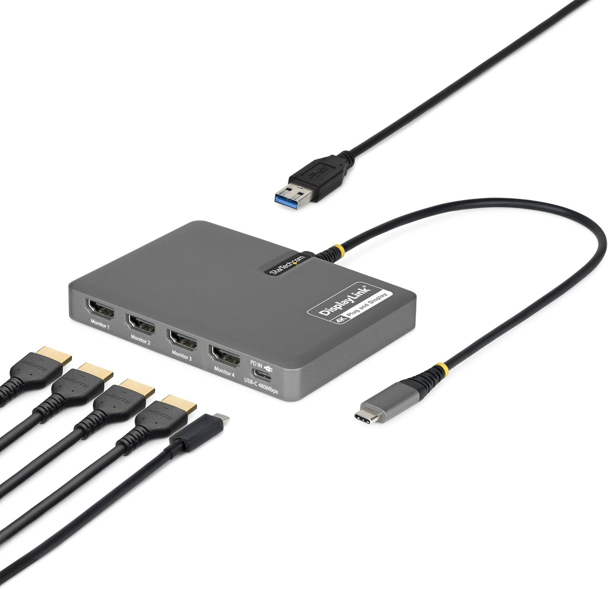 StarTech USB-C to Quad HDMI 4K60 Workstation Dock, 140W PD, DisplayLink by StarTech.com