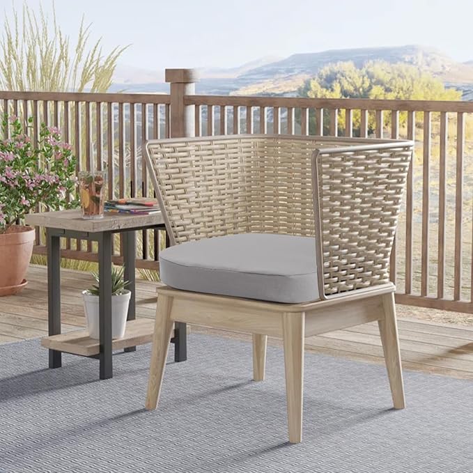 idee-home Outdoor Chair Cushions Set of 4, 17" x 17" D-Shaped | Thick Outdoor Seat Cushions Waterproof Patio Furniture with Ties Dining Pads - Image 7