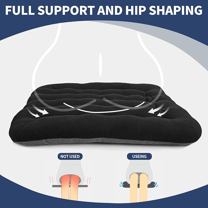 BUYUE Good Support Office Chair Cushion Padded, Soft Velvet Comfortable Non-Slip Seat Cushion for Computer Desk Kitchen Chair (1 Count, Black) - Image 5
