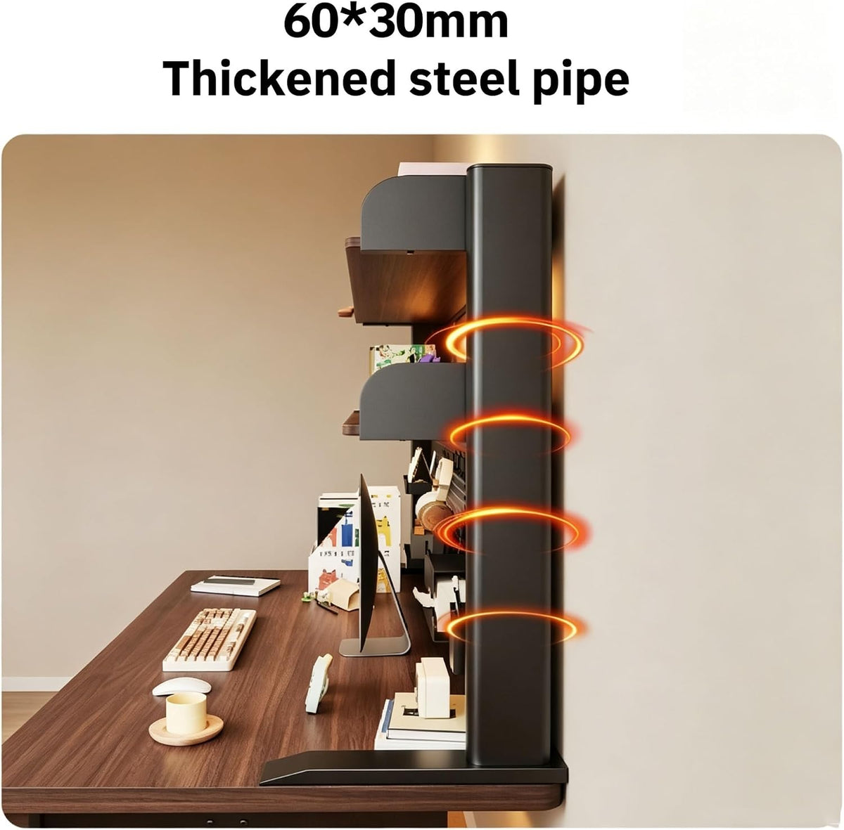 Desktop Shelf Desk Hutch with Pegboard, Clamp On Over Desk Storage - Image 3