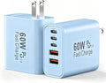 USB C Charging Blocks, 60W USBC Wall Fast Charger Block, Type C Phone USB C Charger Fast Charging Brick, 5-Port Multiport Charger Plug Power Adapter for Phone 17/16/15/14/13 Pro Max, Pad, S25-Blue by Duloch