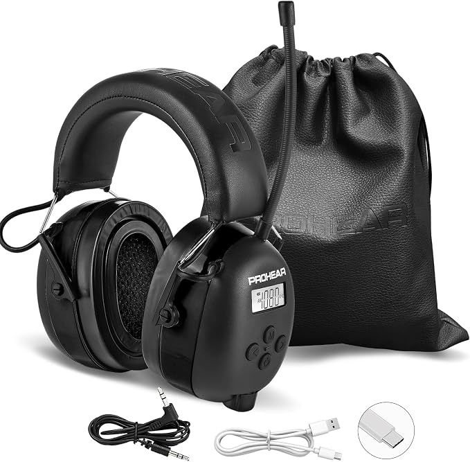 PROHEAR 033 AM FM Bluetooth Radio Headphones with Gel Ear Pads - More Soft Comfort - USB C Rechargeable 1500mAh Battery - 31dB SNR 58Hrs Playtime - Hearing Protection for Mowing Lawn, Gifts for Father by PROHEAR