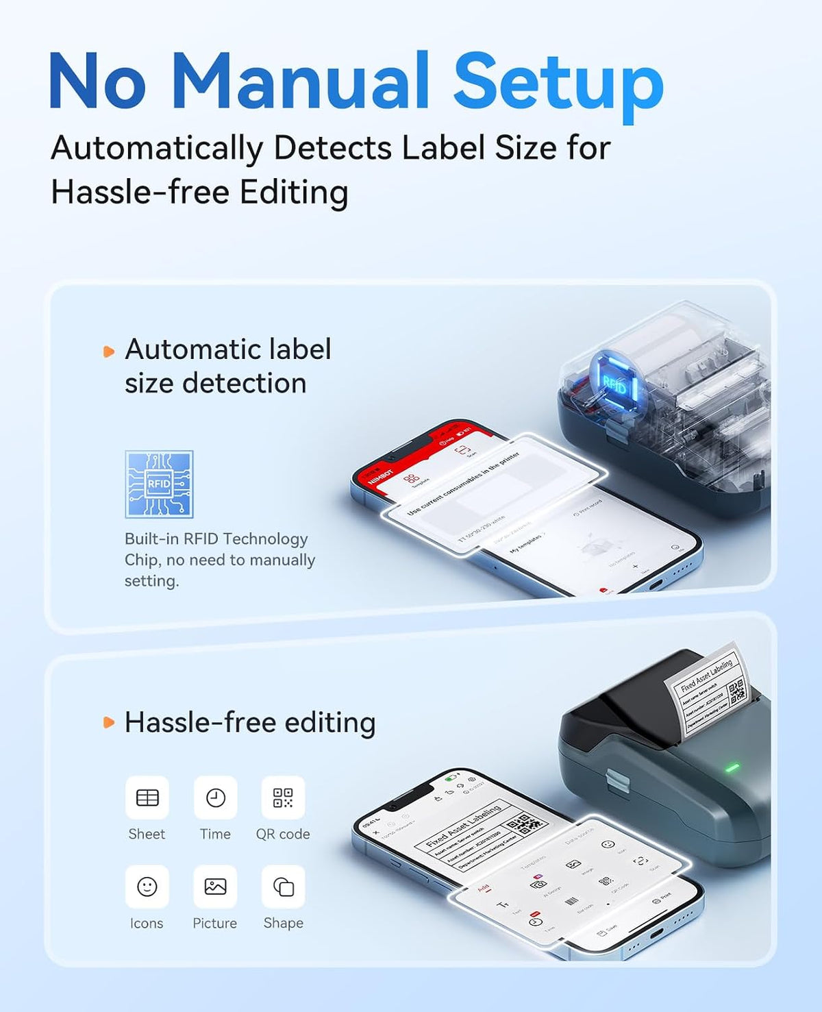 NIIMBOT B1 Label Maker, 2Inch Bluetooth Label Printer for Home, Blue - Image 9