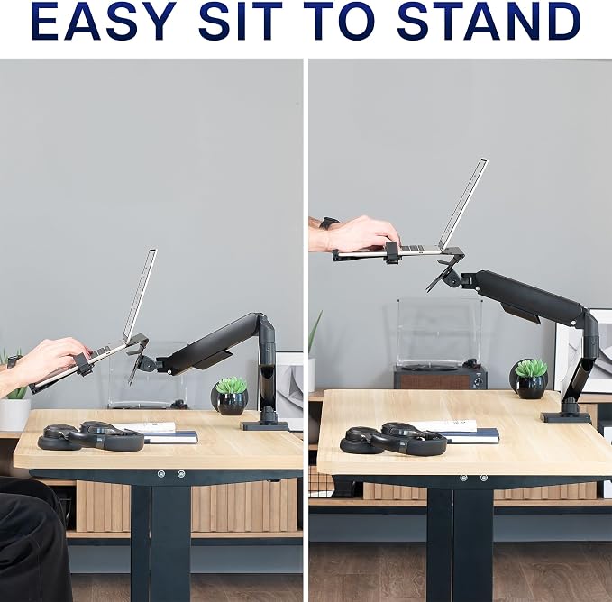 VIVO Universal Adjustable 10 to 15.6 inch Laptop Mount for Desk, Single Mechanical Arm VESA Notebook Stand with C-clamp and Grommet Options, Black, STAND-V001O-L - Image 4