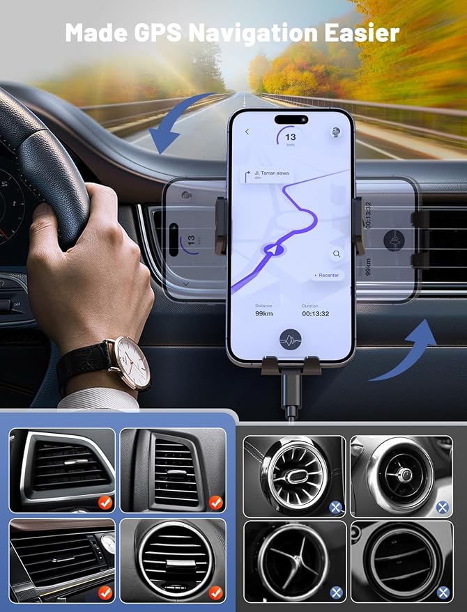 Wireless Car Charger, MOKPR Auto-Clamping Car Mount 15W/10W/7.5W Fast Charging Air Vent Car Phone Mount Compatible with iPhone 15/14/13/13 Pro/12 Pro Max/12 pro/12/11/10 Series, Samsung Galaxy Series | Car Phone Holder Compatible for iPhone 17/16/15/14... - Image 4