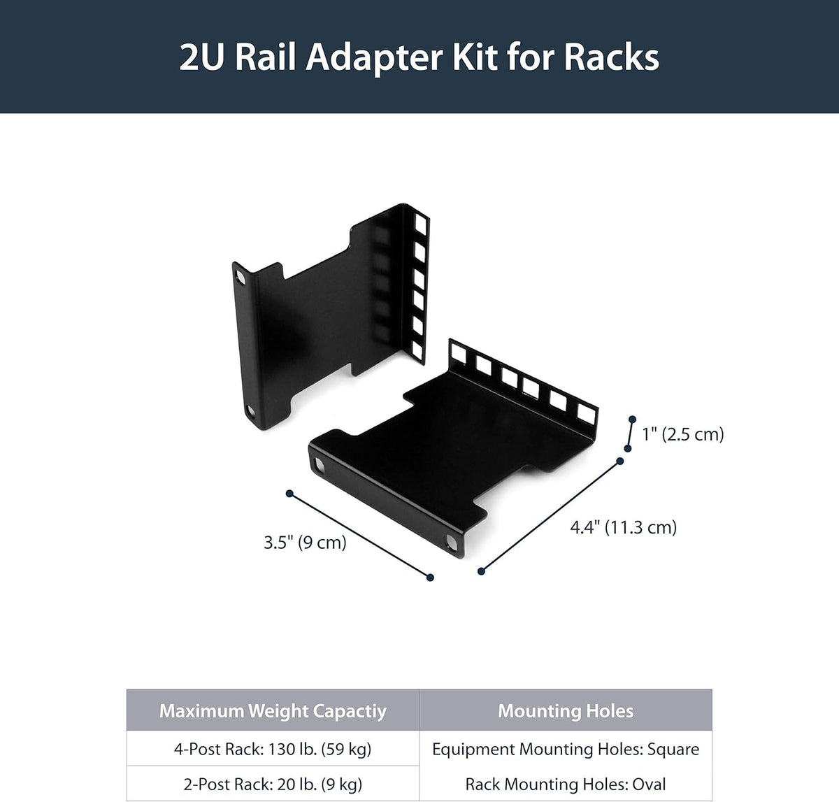 StarTech 2U Server Rack Depth Extender Kit, 4in, 130lb, TAA (RDA2U) - Image 2