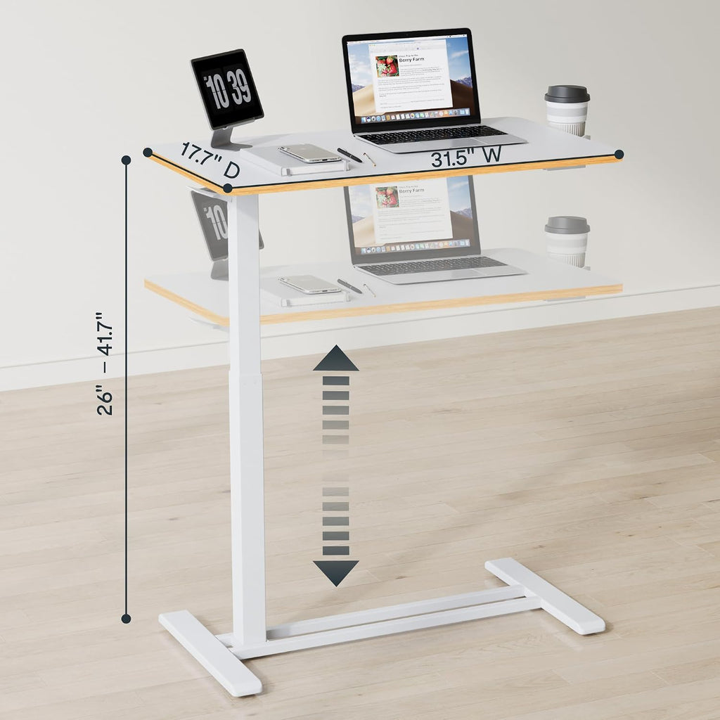 FLEXISPOT H7 32" Pneumatic Height-Adjustable Overbed Table with Wheels - Image 2