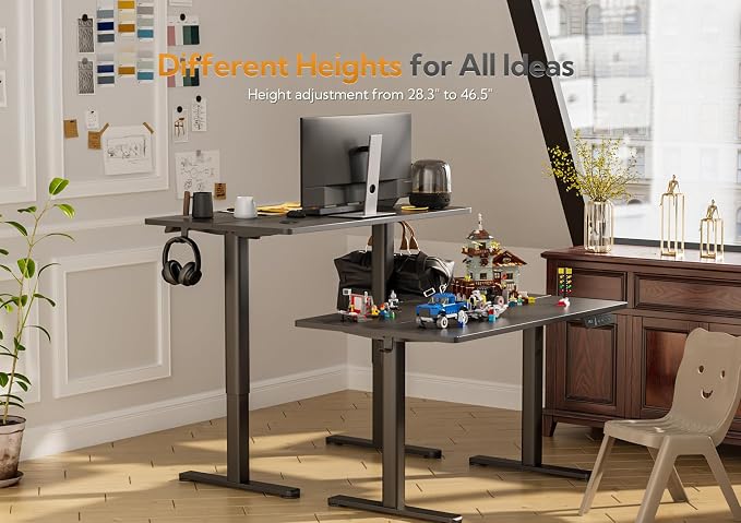Claiks Electric Height Adjustable Standing Desk, 32x19 Inch, Black | Smooth Height Adjustment, 3 Memory Presets, Cable management hub & hook, Stable Steel Frame, 156 lbs Capacity, Easy Assembly - Image 5