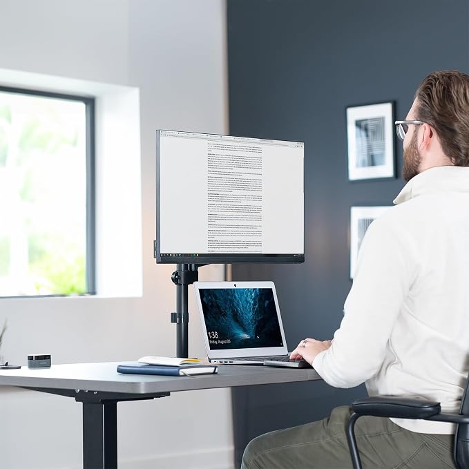 VIVO Single Monitor Arm Mount for 17 to 32 inch Screens - Tension Height Adjustment, Full Articulating Tilt, Swivel, Heavy Duty VESA Stand with Desk C-clamp and Grommet Option STAND-V001K - Image 7
