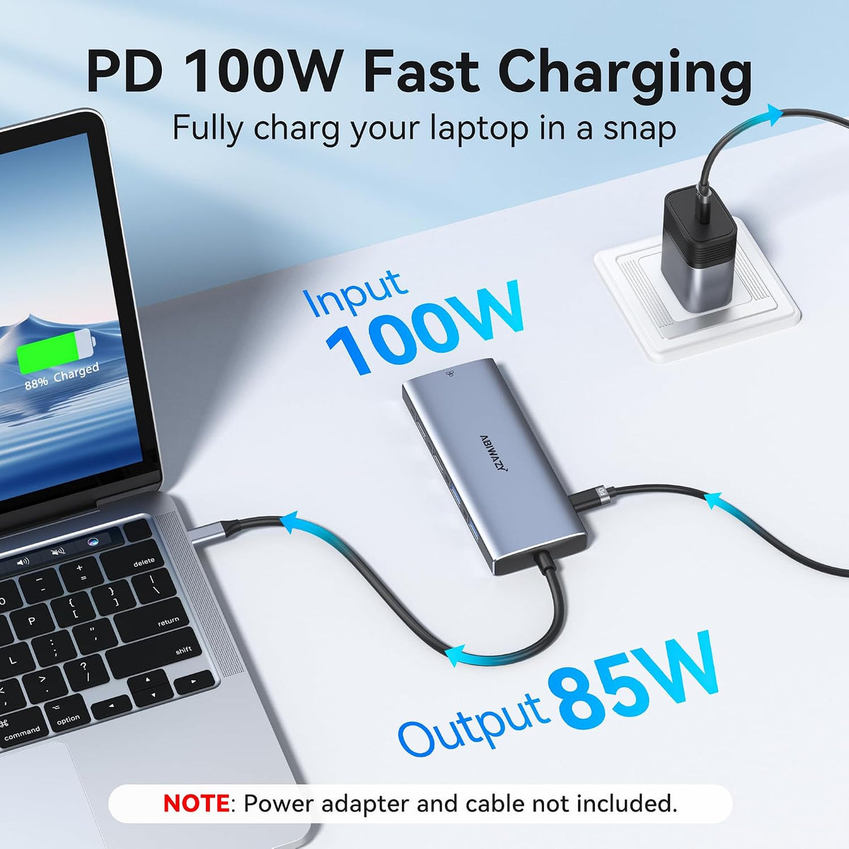 USB C Hub Multiport Adapter, ABIWAZY 10-in-1 USB C Hub for MacBook Pro/Air - Image 5