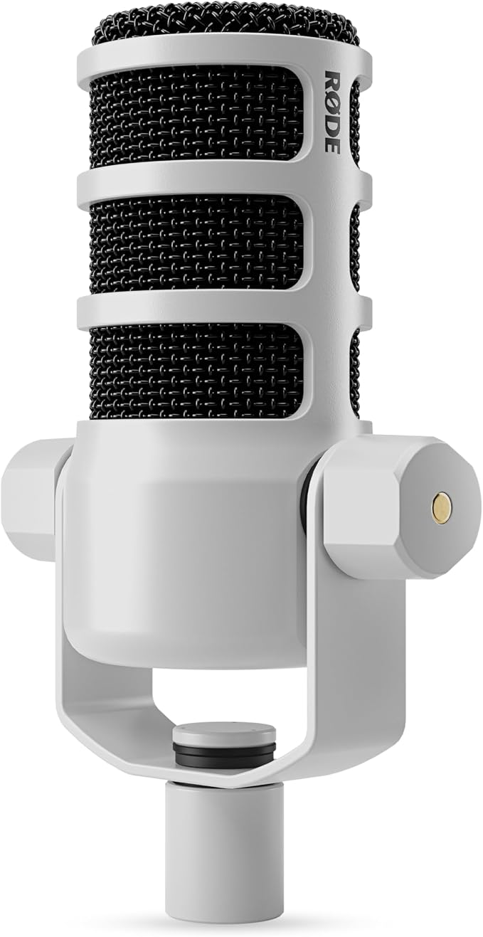 RØDE PodMic Cardioid Dynamic Broadcast Microphone - White | Cardioid dynamic microphone with internal pop filter and shockmount for podcasting, recording and broadcasting - Image 4