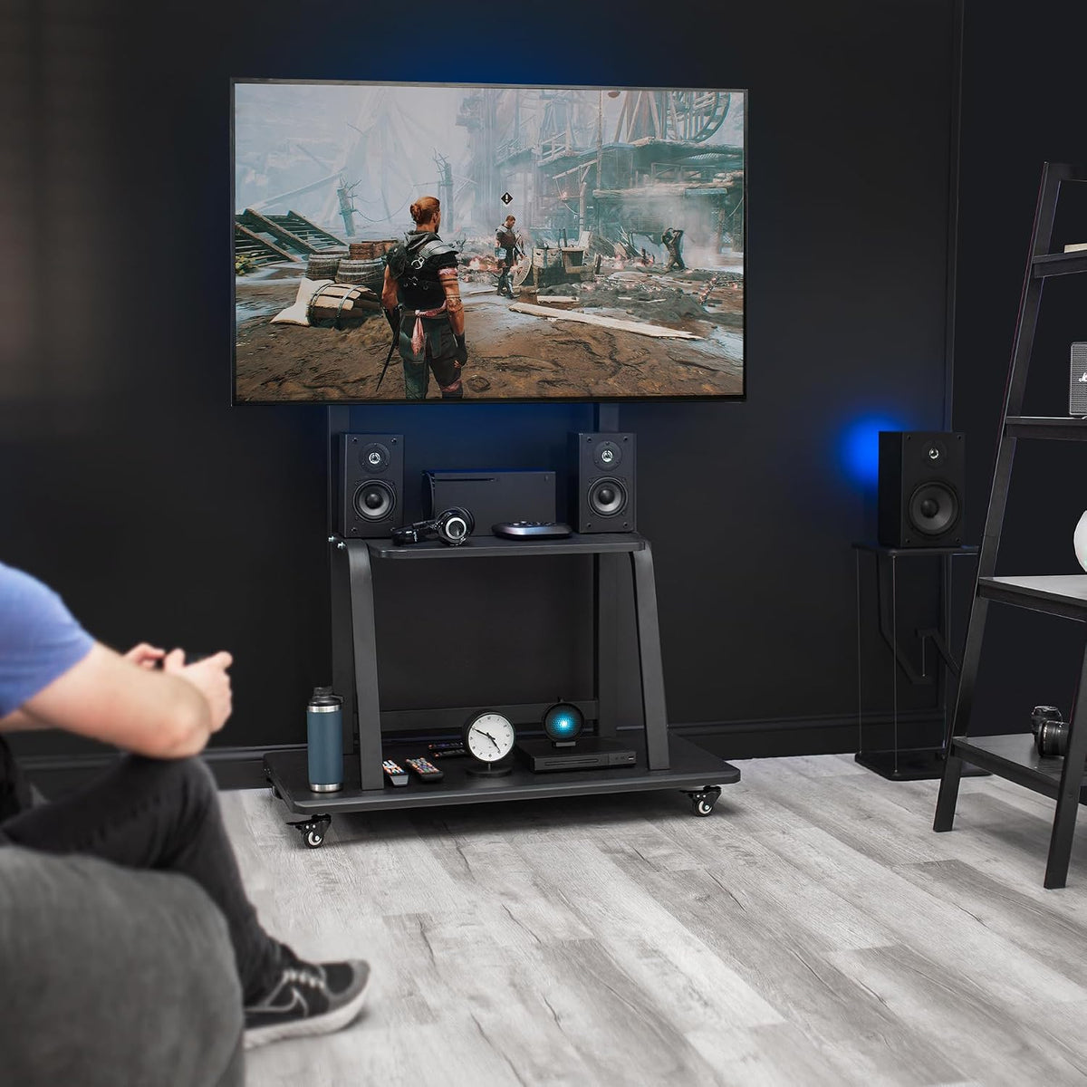 VIVO Mobile TV Cart with Dual Level Shelving for 42-100 in Screens - Image 8