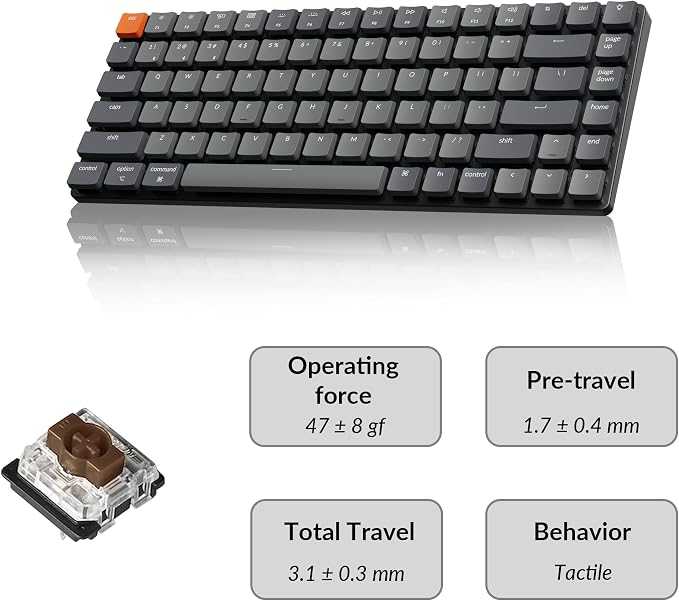 Keychron K3 Version 2, 84 Keys Ultra-Slim Wireless Bluetooth/USB Wired Mechanical Keyboard with White LED Backlit, Low-Profile Keychron Mechanical Brown Switch Compatible with Mac Windows - Image 6