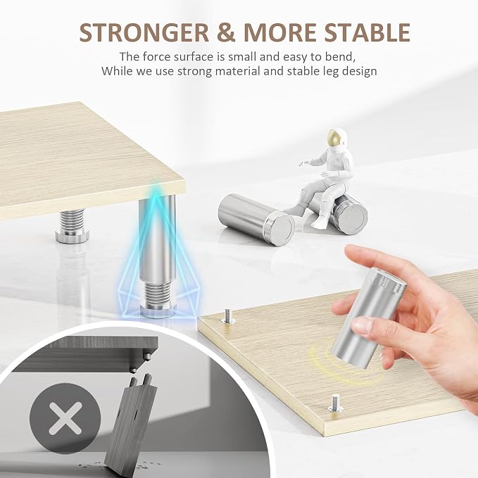 Dual Monitor Riser - Adjustable Length & Angle, Wooden Stand for 2 Monitors with Storage - Image 5