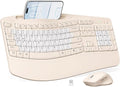Wireless Keyboard and Mouse Combo, Ergonomic Wave Keys(Milk Tea-B) | 2.4G Full Size Keyboard with Wrist Rest, Phone Holder, 3-Level DPI Silent Mouse with 6-Buttons,for Windows/Mac OS/Laptop by Unknown