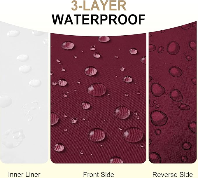 downluxe Waterproof Outdoor Chair Cushions for Patio Furniture, 24" x 24" x 4" Patio Chair Cushion with Adjustable Ties & Portable Handle, Square Outdoor Cushion with Removable Cover, Burgundy, 2 Pack - Image 2