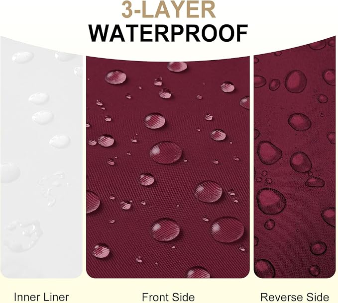 downluxe Waterproof Outdoor Chair Cushions Set of 2, 19" x 19" x 3" Patio Chair Cushion with Non-Slip Ties & Handle, Square Outdoor Cushion for Patio Furniture with Removable Cover, Burgundy - Image 2