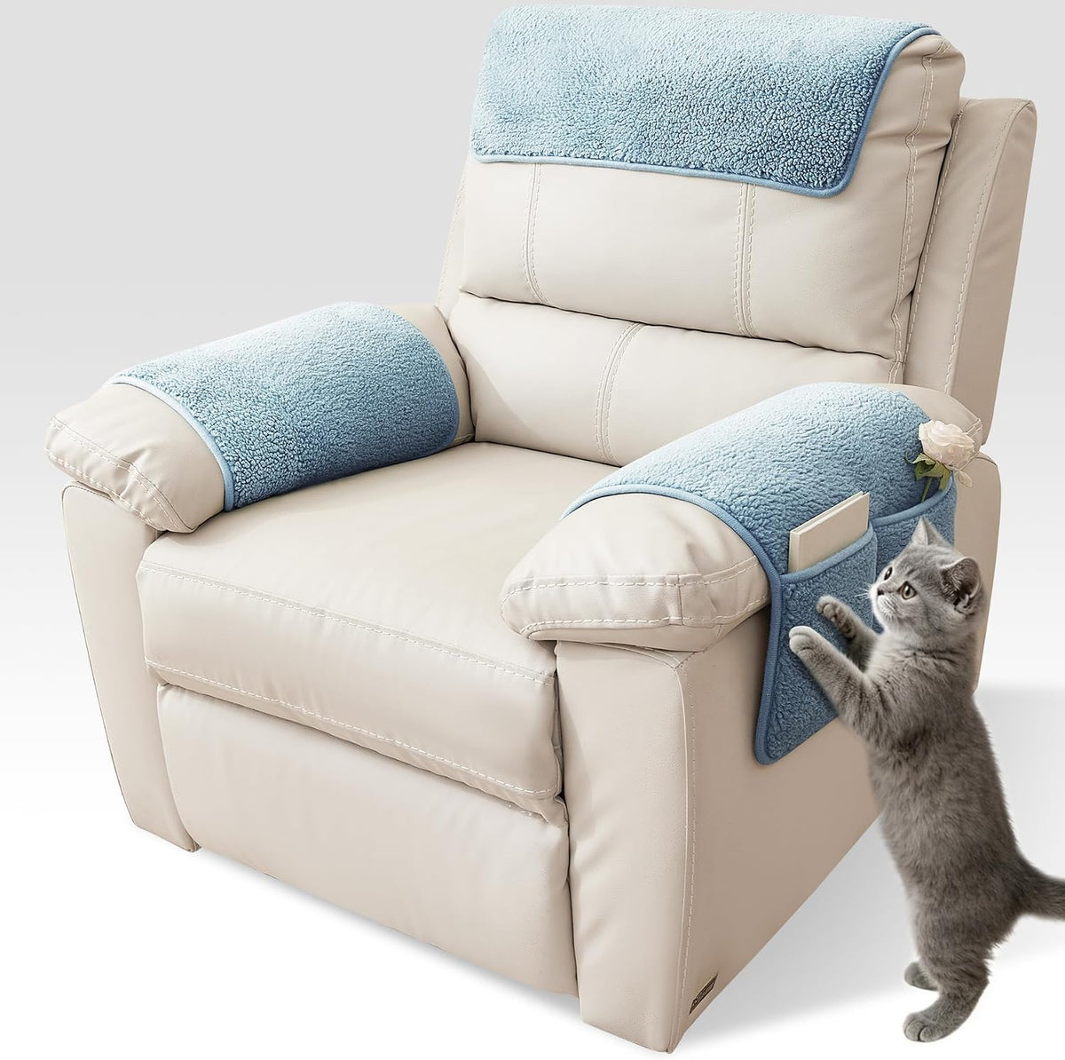 Universal Sherpa Recliner & Armchair Covers with Pockets by GOSTADY