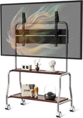 Easel Rolling TV Stand for 32-75" TVs, Stainless Steel TV Cart with Shelf by sythdio