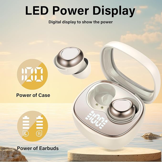 Wireless Earbuds, Hybrid ANC 40dB Noise Cancelling Headphones, 45H Playtime, Bluetooth 5.4, 10mm Drivers with 5 EQ, ENC Dual Mic, IPX7 Waterproof, Transparent Mode, Digital Battery Display White - Image 2
