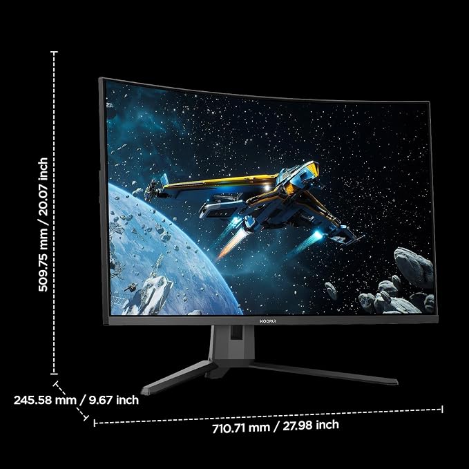 KOORUI 32 inch Curved Gaming Monitor, QHD 170Hz, 1ms 1500R Display | 2560×1440p Monitor, Adaptive Sync, 90% DCI-P3, HDMI×2 and DP, VESA, FPS & Console Gaming, Immersive Gaming - Image 9