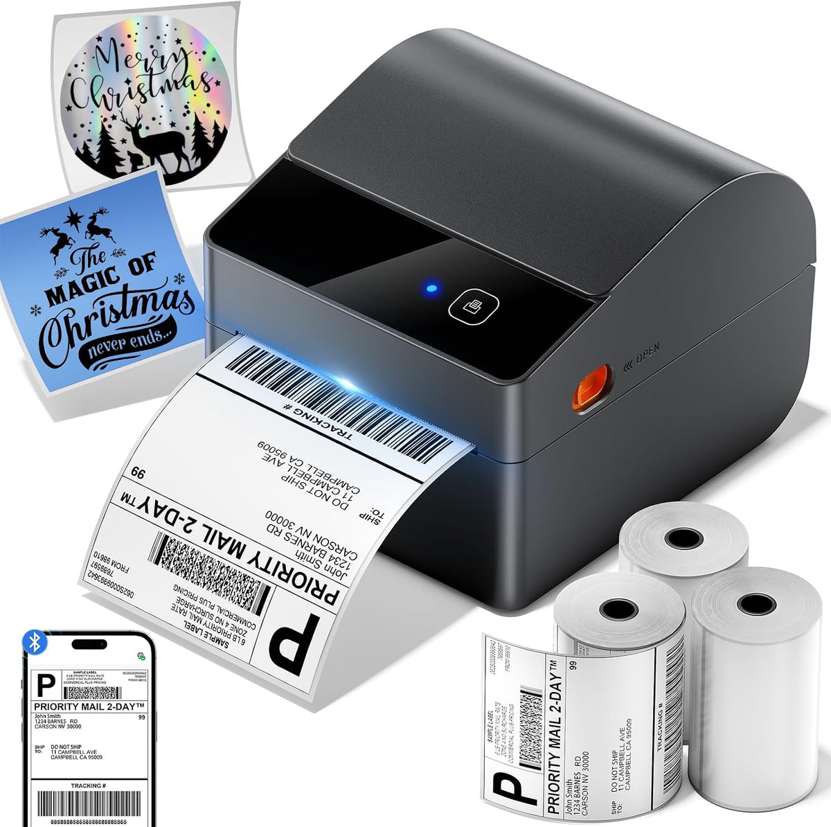 Bluetooth Shipping Label Printer with 750 Pcs Labels by ASprink