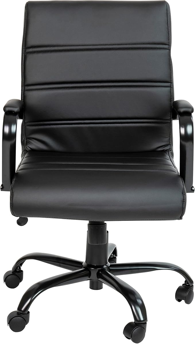 Flash Furniture Mid-Back LeatherSoft Executive Office Chair, Black/Black | 360° Swivel, Height Adjustable, Commercial Grade - Image 7