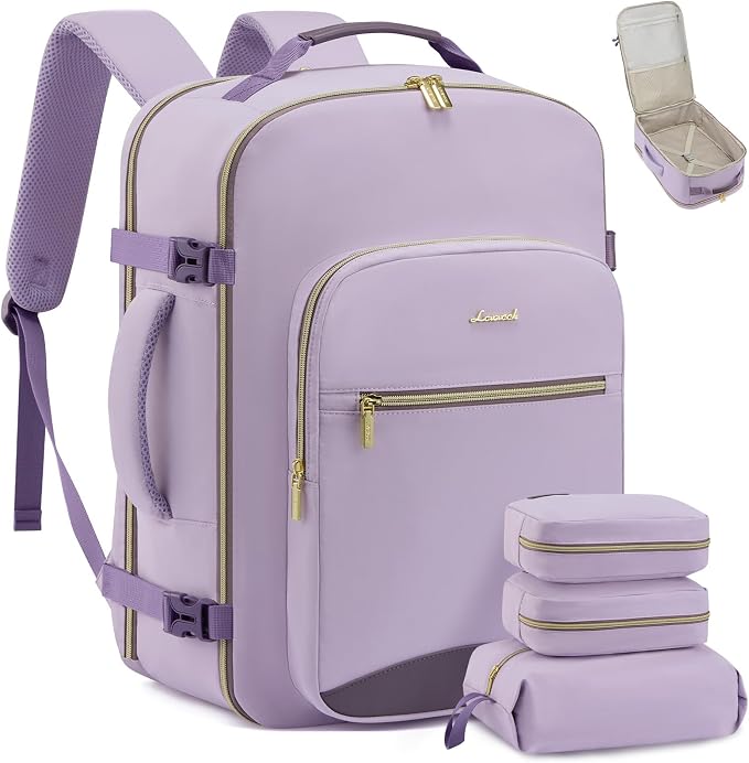 LOVEVOOK 40L Travel Backpack Flight Approved Carry on Backpack,3 Packing Cubes,Waterproof Personal Item Travel Bag,TSA Carry on Luggage Suitcase Travel Essentials,Gifts for Women & Men,fits 17" Laptop by LOVEVOOK