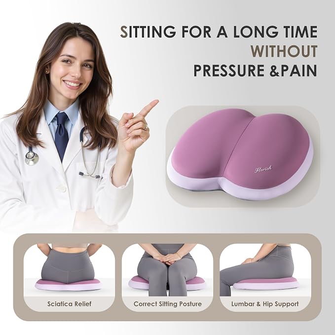 3 PCS Seat Cushion for Carseat Lumbar Support Pillow Car Neck Headrest Pillows Ultrathick Memory Foam Seat Pads Pressure Relief Back Cushion for Office Chair(Purple) - Image 7