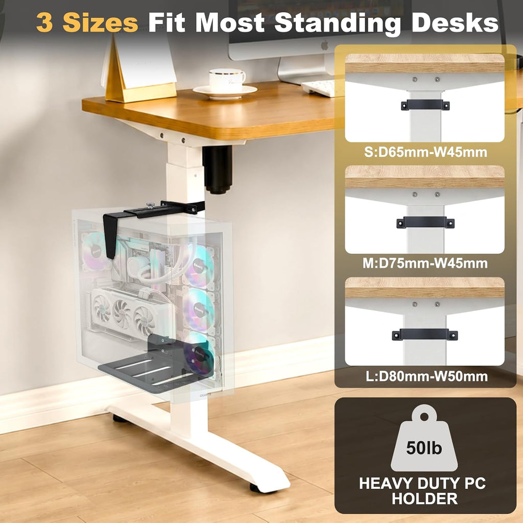 Under Desk Pc Mount for Standing | No Drill Pc Holder Under Desk CPU Holder - Image 3