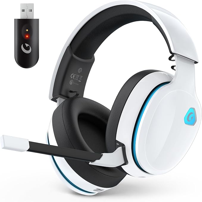 AOC 2.4GHz Wireless Gaming Headset for PS5, PS4, PC, Switch, 45Hr, White | Bluetooth 6.0 Gaming Headphones with Noise Canceling Mic, 7.1 Virtual Surround, Great for Fortnite & Call of Duty/FPS Gamers by AOC