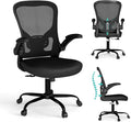 Flysky Mesh Office Chair, Ergonomic Computer Desk Chairs (Black, Set of 1) | Comfy/Comfortable Flip-up Arm Rests, Lumbar Support, Height Adjustable, 360 Degree Rolling Swivel for Home Office by showyourstyle