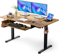 ErGear Electric Standing Desk with Keyboard Tray, 55x28 Inches Adjustable Height Sit Stand Up Desk, Home Office Desk Computer Workstation,Vintage Brown by ErGear