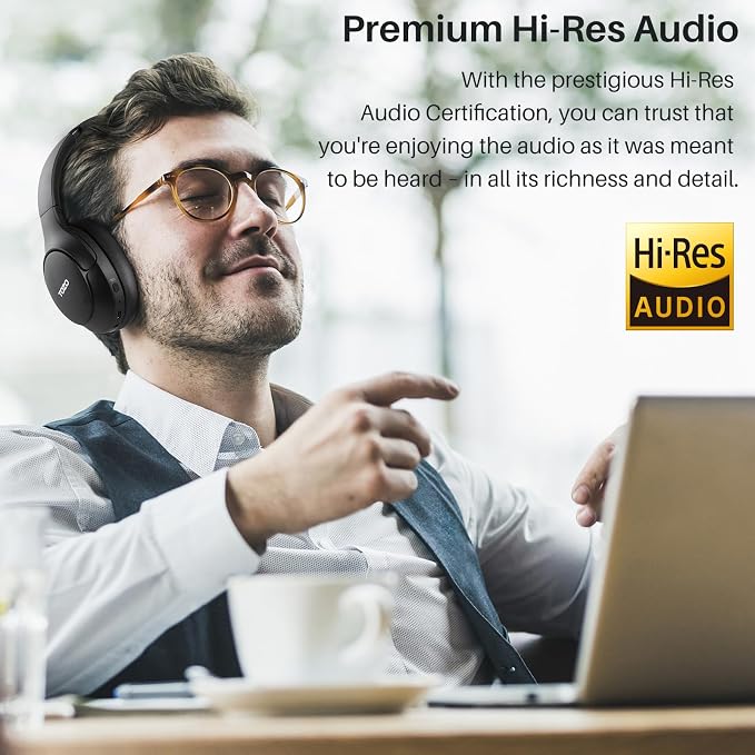 TOZO Hybrid Active Noise Cancelling Headphones, Hi Res Audio | Wireless Over Ear Bluetooth Headset, 60H Playtime, Custom EQ via App Deep Bass Comfort Fit Ear Cups, for Home Office Travel - Image 2